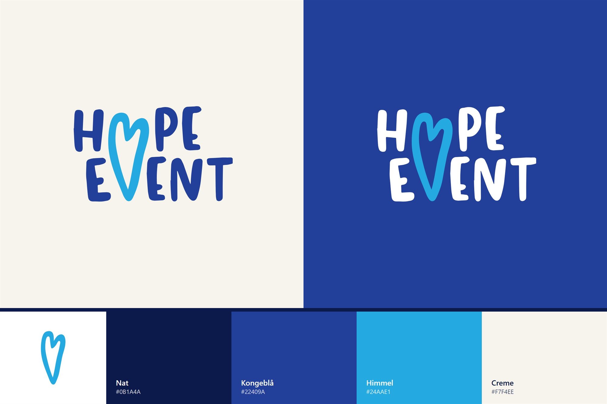 Hope Event – To farvevarianter, hjerte-ikon og farver